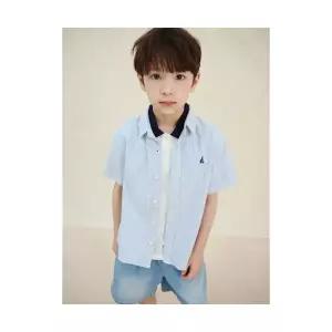 빈폴 키즈 BI5365UE3Q [Essential] 시어서커 스트라이프 반소매 셔츠 스카이 블루 906353