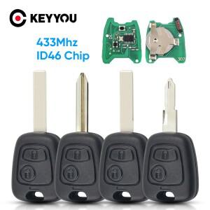 KEYYOU 원격 자동차 키 433mhz ID46 푸조 106 107 206 306 307 207 407 시트로엥 C1 C2 C3 C4 색소 피카소