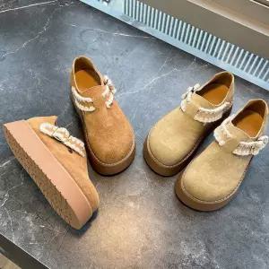 SMK 여자 플랫 진가죽 화이트 슈즈 가을 겨울 키높이 단화 빈티지 스니커즈 JEN4