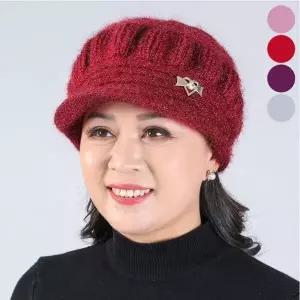 안감 니트모자 하트 기모 챙있는 털 겨울 여자 중년