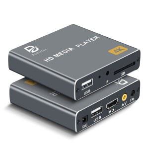 4K 디지털 미디어 플레이어, HDMI/AV 출력의 TV MP4 비디오 USB 드라이브/SD 카드용 사이니지 미니 HD H.265 /HEVC, 루프, 자동 재생, 그레이