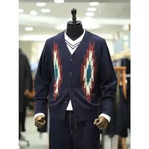 [본]BON F/W 네이비 자카드 자수 가디건 BNEFSW834[35677198]