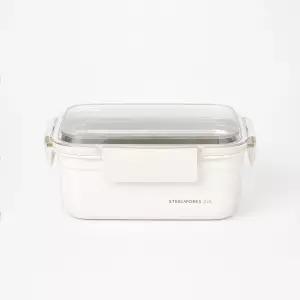 스틸웍스 클리어 스테인리스 스틸 밀폐용기 직사각 오트밀 2L