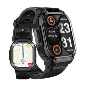 남성용 미드도우 밀리터리 스마트워치(4G LTE + WiFi GPS), 2.13인치 AMOLED 디스플레이(블루투스 통화), 16GB 스토리지 초대형 배터리, 피트니스 트래커 및 헬스 모니터, iOS Android와 호환 가능