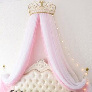 침대 캐노피 커튼 공주 아이방 안방 커텐 프레임 노란 가정용 하우스 공주풍침대