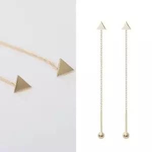 정품 14K 골드 세모 롱 귀걸이 피어싱_한쪽 W039ACA