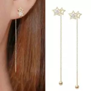 정품 14K 골드 트윙클 별 롱 귀걸이 피어싱_한쪽 W039AB2