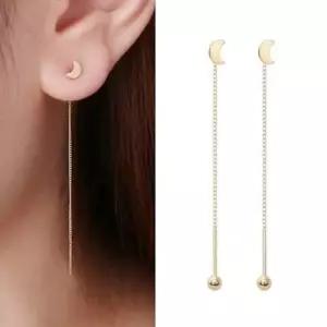 정품 14K 골드 달 롱 귀걸이 피어싱_한쪽 W039AC1