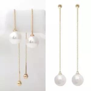 정품 14K 골드 진주 롱 귀걸이 피어싱_한쪽 W039AAF