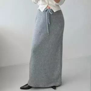 [다잇템] 여자 고무줄 H라인 헤어리 보온 리본 MAXI 롱스커트