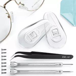 PFDHQS 5쌍 실리콘 안경 코 패드 압력 감소 공기실 디자인 스크류 인 스타일 교체 키트 미끄럼 방지 및