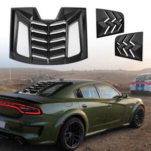 2011-2023용 창문 루버, 람보 스타일 후면+측면 앞유리 햇빛 가리개 커버 SXT GT R/T Scat Pack SRT 헬캣 와이드바디 레드아이 데이토나 전천후 ABS (브라
