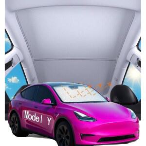 JANSION 2020-2024 테슬라 모델 Y용 햇빛 가리개 루프 및 전체 앞유리 사이드 윈도우 10개, 단열 접이식 커버 캠핑 프라이버시 액세서리, 보관 가방 포함