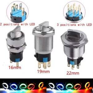16/19/22mm 메탈 로터리 스위치 LED 12-24V2위치/3위치 방수 기능 선택된 토글