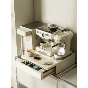 선반 머신기 커피머신 화이트 홈카페 테이블 기계 받침대 수납장 주방 다용도 랙 슬라이드