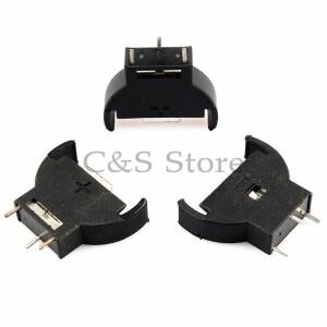 10개 블랙 플라스틱 CR2032 3V 반원형 셀 코인 배터리 소켓 홀더 케이스 모듈 박스 수직 인라인 3핀