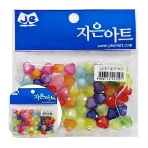( )아크릴 이중비즈 하트 12mm 악세사리부자재 키링부자재 팔찌비즈