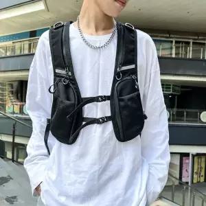 남자를위한 힙합 streetwear 가슴 장비 가방 패션 방수 전술 조끼 팩 기능 스토리지 배낭 나일론 주머니