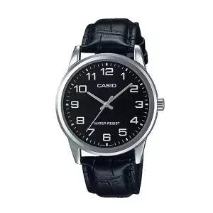 [신세계라이브쇼핑]카시오 MTP-V001L-1B 남성 라운드 아날로그 가죽 손목 시계