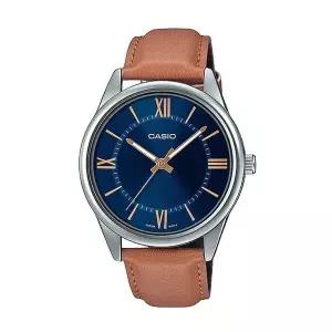 [신세계라이브쇼핑]카시오 MTP-V005L-2B5 남성 라운드 아날로그 가죽 손목 시계