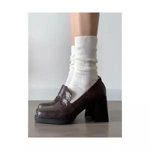 여성용 하이힐 소가죽 빈티지 힐 메리제인 단화 통굽 로퍼 옥스퍼드화 CH5