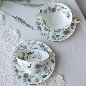 야생화 찻잔 홍차잔 골드라인 커피 티컵 세트 2인 1P 티타임세트