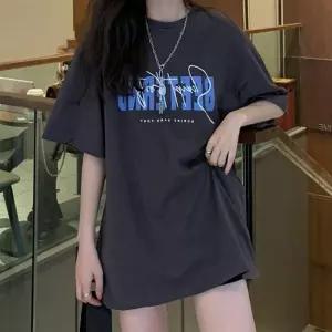 레터링 오버핏 반팔 롱티 스트릿 캐주얼 박시 원피스티