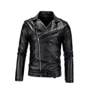 슬림핏 남성 라이더 재킷 캐주얼 남자 가죽 재킷 인조 블랙