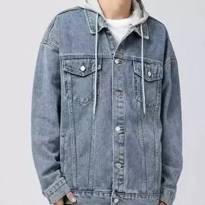 오버핏 남성 청 자켓 캐주얼 남성 후드 자켓 데님 아우터