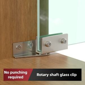 2Pcs 비 천공 유리 도어 힌지 디스플레이 캐비닛 측면 장착 스테인레스 스틸 가구 하드웨어