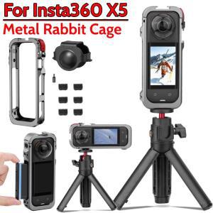알루미늄 합금 보호 케이스 Insta360 호환용 호환용 X5 용 금속 토끼 케이지 액세서리 실리콘 캡 렌즈 커버