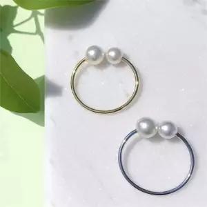 [토끼귀상점] 라지 링 와이어 더블 진주 이어커프 귀찌