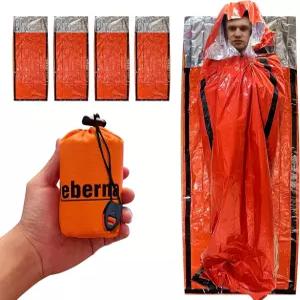 비상용 비비 자루 가방 - 침낭 4팩 마일라 생존 방수 경량 호일 군용 패트리어트 컴팩트 기어 담요 열 탈출