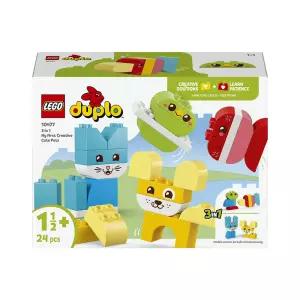 레고 듀플로 학습교재 수업교구 유치원 어린이 선물 3in1 물고기 새 고양이 강아지 토끼 쥐 만들기