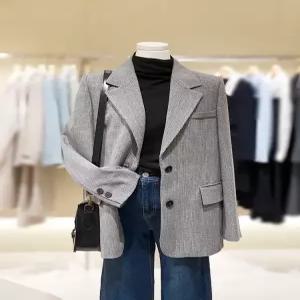 잔체크 투버튼 자켓 SC3JK3A