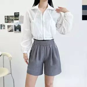 [블레오]블레오 여자 여름 린넨 시원한 투턱 밴딩 반바지 DM2512161504