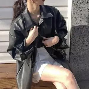 데이트 코트 간절기 여자 가을 하프 룩 레더 자켓 WFLPKEK