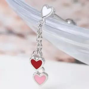 [라일리쥬얼리] Rly 써지컬 스틸 더블 하트 드롭 패션 피어싱