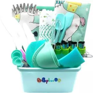 BBplusDD 76개 리얼 베이킹 및 요리 세트 - 부모-자녀 앞치마 케이크 장식 키트 파이핑 백 팁 주니어