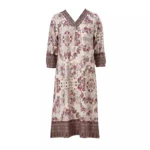 (원피스)가볍고 따뜻한 폴리기모 꽃보더나염 여성원피스잠옷(VEV3985L)