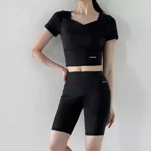 사이드 여성 넓은 바이커 5부 탈부착 크롭 레깅스 포