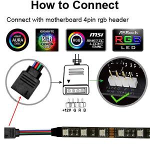 ASUS Aura SYNC MSI Mystic Light  마더보드의 GIGABYTE Fusion2.0 헤더용 PC용 12V 4Pin 5050 RGB LED 스