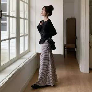 /다잇템 여자 드로우코드 치마 단가라 치마