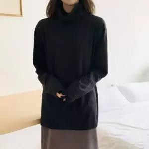 [하프클럽/]여자 데일리 오버핏 이너 루즈 부드러운 폴라 티셔츠