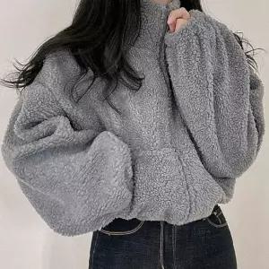 여성 데일리 자켓 뽀글이 잠바 하이넥 크롭 아우터