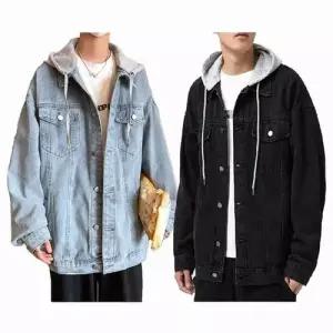 남자 탈부착 간절기 데님 청자켓 후드 루즈핏 아우터 WFLPTUT
