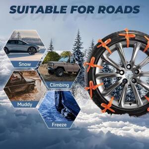 직물 스노우체인 자동차 스노우 체인 5개 타이어 트랙션 그립 SUV 트럭 픽업 밴 세단용 165-275mm 겨울 운