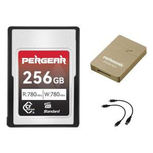 Pergear 256GB CFexpress 타입 A 메모리 카드, 최대 780MB/s 읽기 속도 및 쓰기 속도(카드 리더 포함 4K 120P)