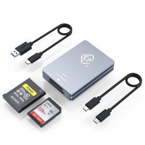 CFExpress 타입 A 및 SD 듀얼 슬롯 메모리 카드 리더, 10Gbps USB 3.2세대 2세대 어댑터 리더(USB C to / 케이블 포함), Windows /Mac /Linux /Android와 호환 가능