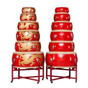 소가죽 난타북 세트 대형 14인치 사물놀이 드럼 레드 1 악기 북 스틱 성인